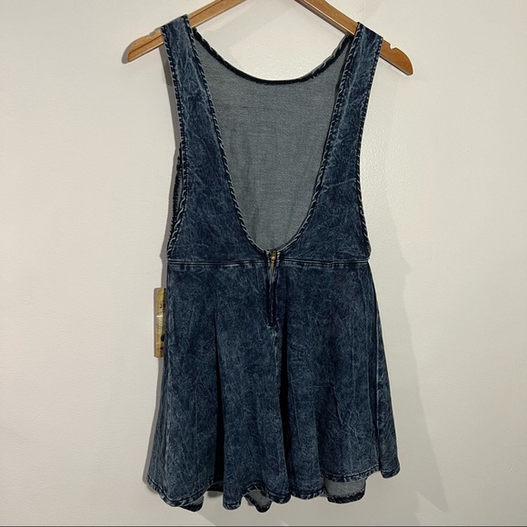 Judy Blue Vintage A-Line Skater Dress In Dark Blue Acid Wash Open Back Size L - Picture 5 of 10